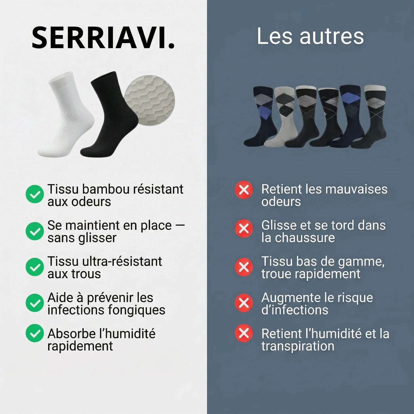 Pack x4 chaussettes en fibre de bambou