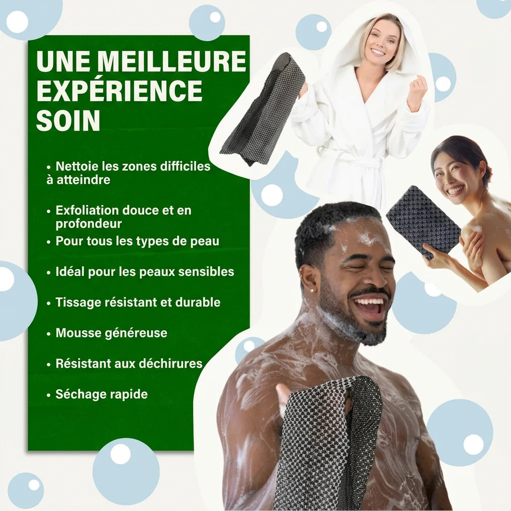 Gant exfoliant en charbon de bambou