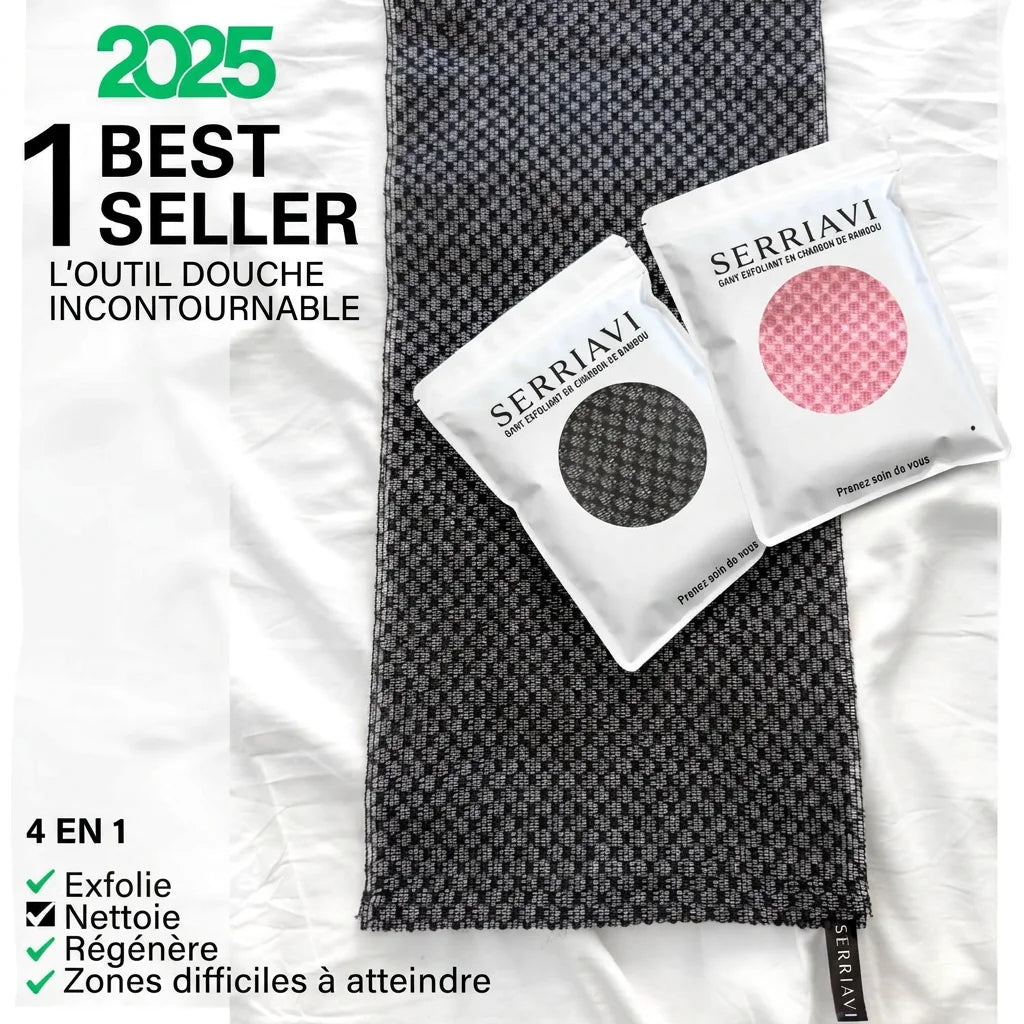 Gant exfoliant en charbon de bambou